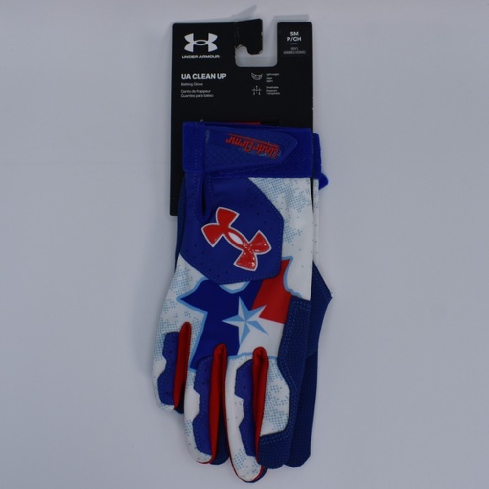 Under Armour UA Clean Up Texas Flag Batting Gloves Mens SM Blue NEW 1378762-400